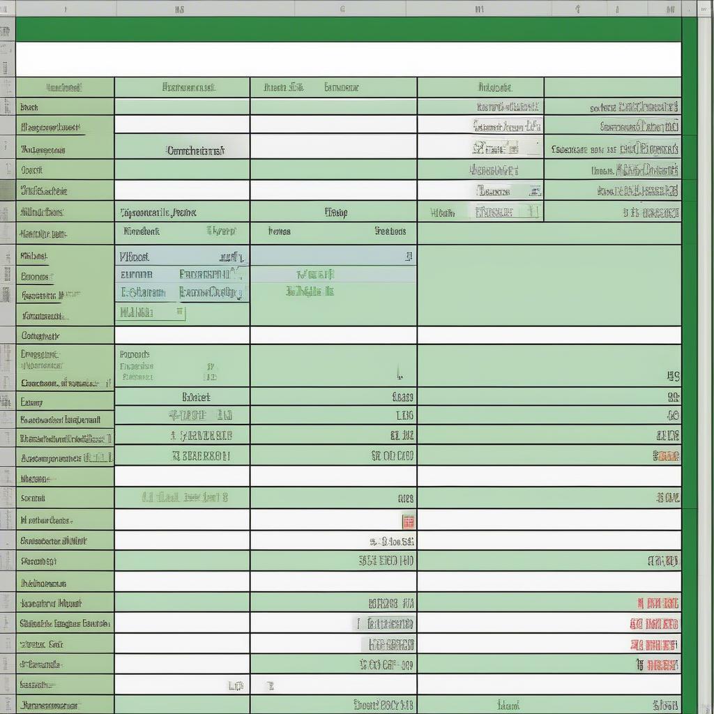 Bảng danh sách sản phẩm trong Excel