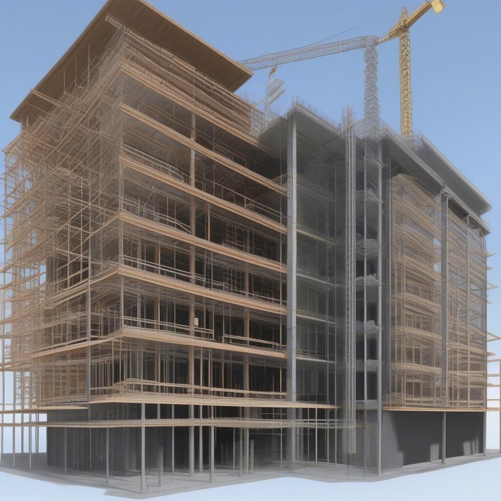 Mô hình 3D của một dự án xây dựng được tạo bằng phần mềm BIM