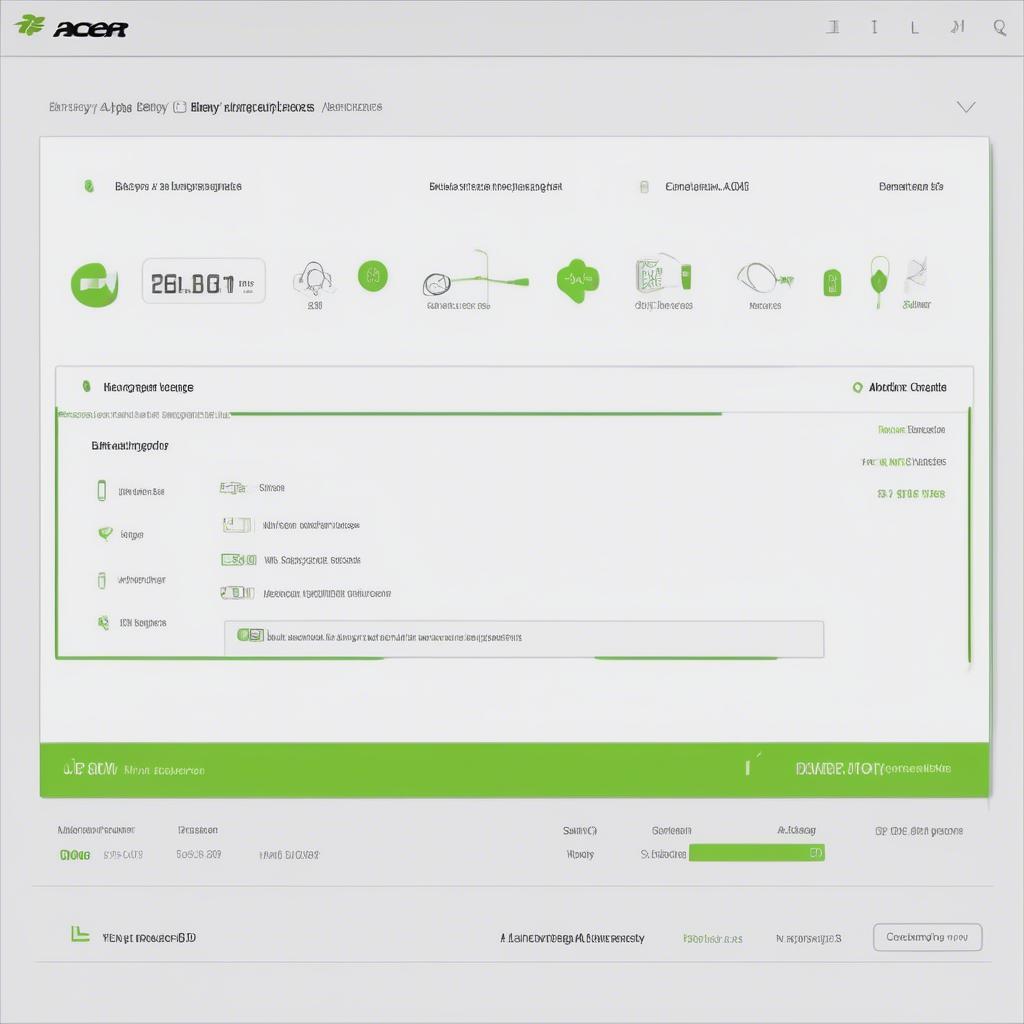Giao diện phần mềm quản lý pin laptop Acer